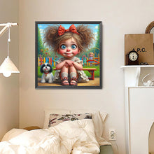 Load image into Gallery viewer, Diamond Painting - Full Round - Girl And Dog In The Garden (30*30CM)