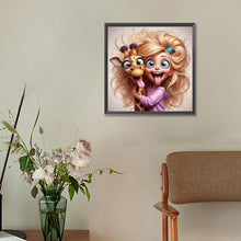 Load image into Gallery viewer, Diamond Painting - Full Round - Funny Giraffe And Girl (30*30CM)