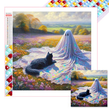 Load image into Gallery viewer, Diamond Painting - Full Square - Flowers, Black Cats And Ghosts (30*30CM)