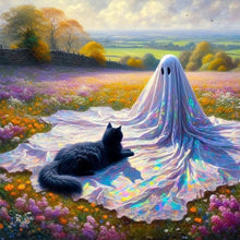 Load image into Gallery viewer, Diamond Painting - Full Square - Flowers, Black Cats And Ghosts (30*30CM)