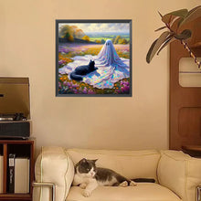 Load image into Gallery viewer, Diamond Painting - Full Square - Flowers, Black Cats And Ghosts (30*30CM)