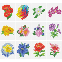 Load image into Gallery viewer, 12pcs Mini Diamond Painting Set - Full Round - flowers (15*18CM)