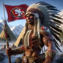 Load image into Gallery viewer, Diamond Painting - Full Round - Indian Man San Francisco 49ers Logo (40*40CM)