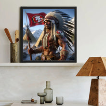 Load image into Gallery viewer, Diamond Painting - Full Round - Indian Man San Francisco 49ers Logo (40*40CM)