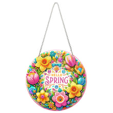 Load image into Gallery viewer, Acrylic Special Shape Hello Spring Diamond Painting Pendants for Home Decor