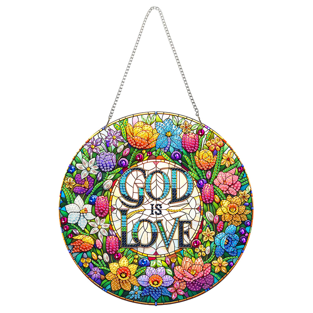 Acrylic Special Shape God Is Love Diamond Painting Pendants for Home Decor