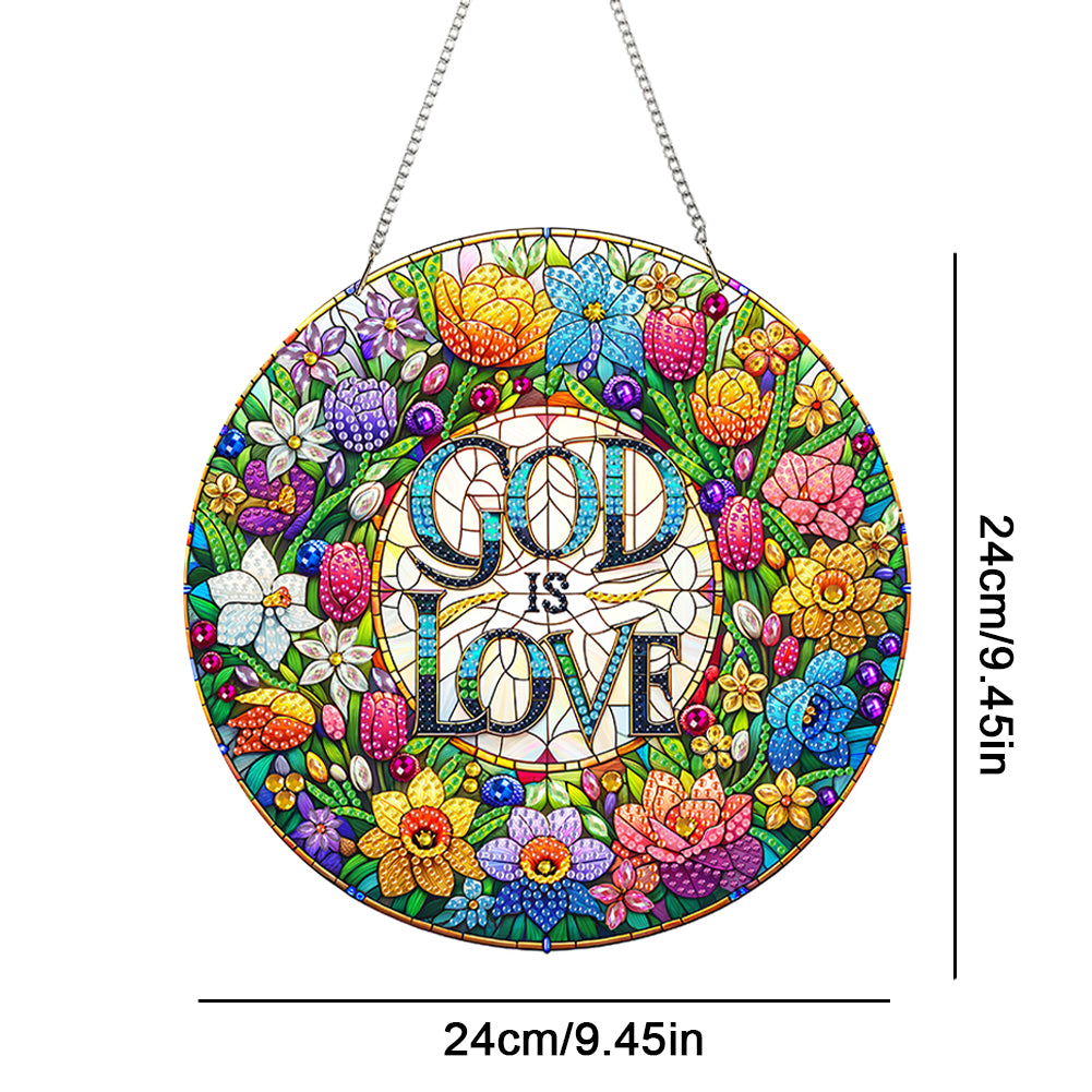 Acrylic Special Shape God Is Love Diamond Painting Pendants for Home Decor