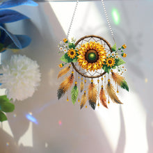Load image into Gallery viewer, Acrylic Special Shape Sunflower Dreamcatcher Diamond Painting Pendants