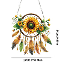 Load image into Gallery viewer, Acrylic Special Shape Sunflower Dreamcatcher Diamond Painting Pendants