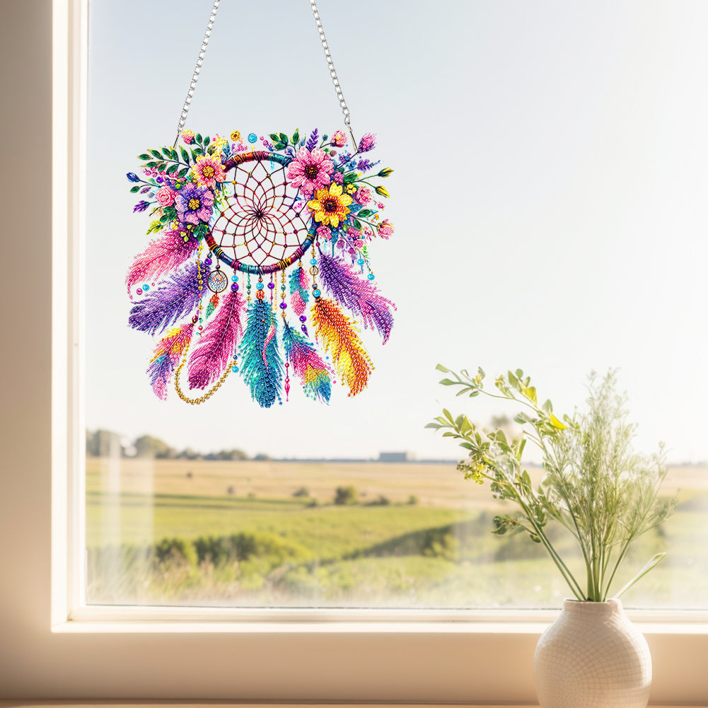 Acrylic Special Shape Flowers Dreamcatcher Diamond Painting Hanging Ornaments