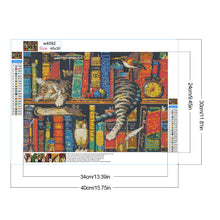 Load image into Gallery viewer, Diamond Painting - Full Round - Cat on bookshelf (40*30CM)