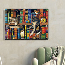 Load image into Gallery viewer, Diamond Painting - Full Round - Cat on bookshelf (40*30CM)