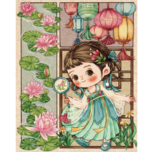 Load image into Gallery viewer, Diamond Painting - Full Round - Lotus leaf Hanfu girl (40*50CM)