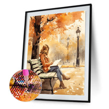 Load image into Gallery viewer, Diamond Painting - Full Round - Girl reading under autumn tree (30*40CM)