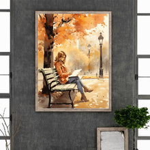 Load image into Gallery viewer, Diamond Painting - Full Round - Girl reading under autumn tree (30*40CM)