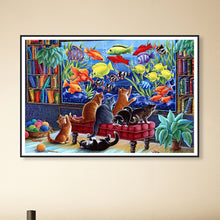 Load image into Gallery viewer, Diamond Painting - Full Round - Cat looking at fish tank (40*60CM)