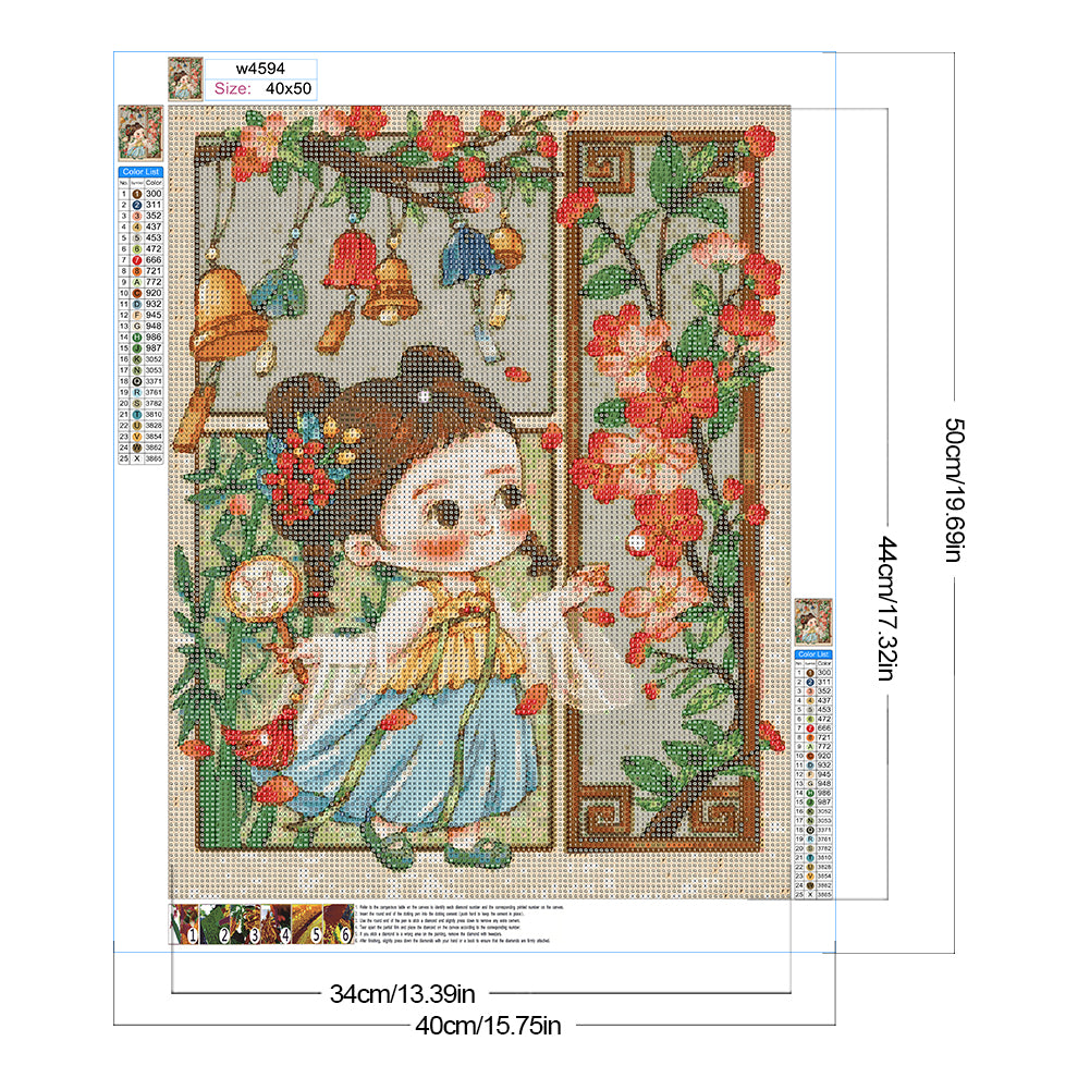 Diamond Painting - Full Round - Ancient cartoon girl (40*50CM)