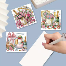 Load image into Gallery viewer, 6Pcs Birthday Wishes Rhinestone Painting Card Kit Diamond Painting Greeting Card