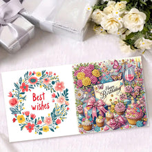 Load image into Gallery viewer, 6Pcs Birthday Wishes Rhinestone Painting Card Kit Diamond Painting Greeting Card