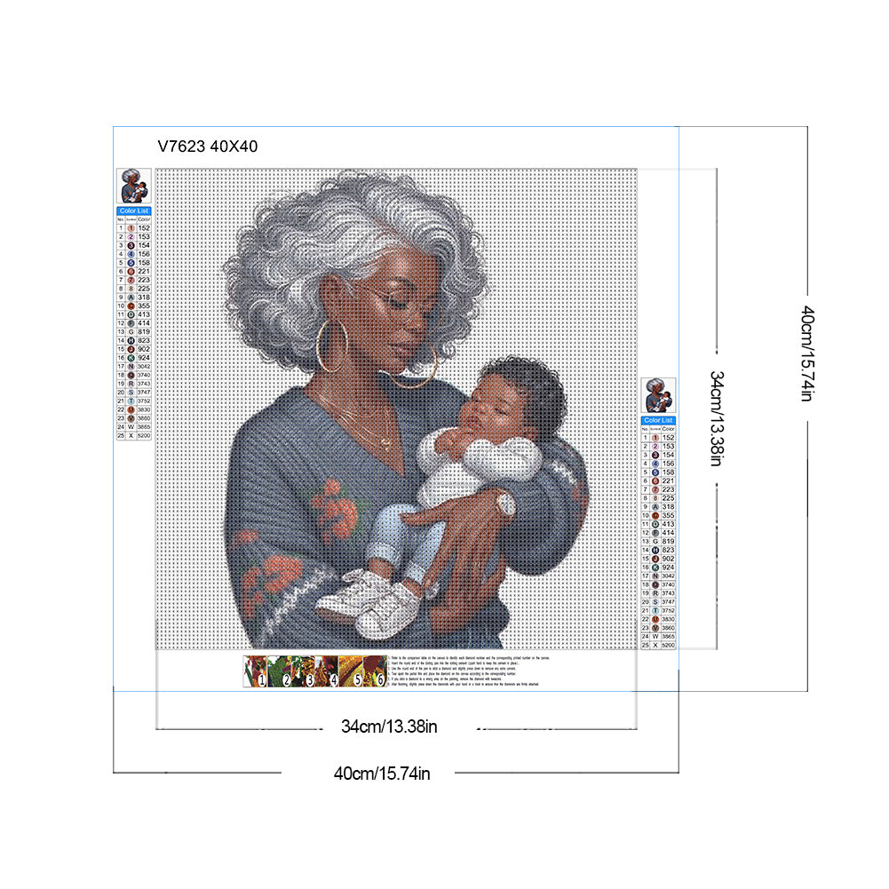 Diamond Painting - Full Round - mother and baby (40*40CM)