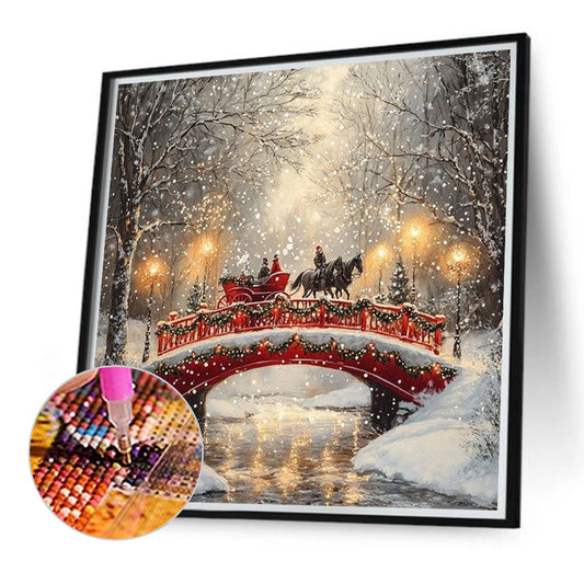Diamond Painting - Full Round - Snowy bridge (30*30CM)