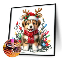 Load image into Gallery viewer, Diamond Painting - Full Round - Santa hat puppy (30*30CM)