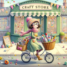 Load image into Gallery viewer, AB Diamond Painting - Full Round - Girl Riding A Bicycle In Winter (40*40CM)