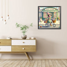 Load image into Gallery viewer, AB Diamond Painting - Full Round - Girl Riding A Bicycle In Winter (40*40CM)