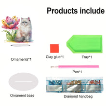 Load image into Gallery viewer, Acrylic Special Shaped Flower Cat Diamond Painting Desktop Decorations for Home