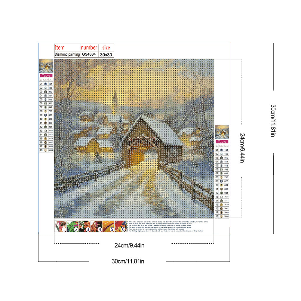 Diamond Painting - Full Round - Snowy village (30*30CM)