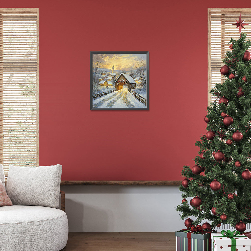 Diamond Painting - Full Round - Snowy village (30*30CM)