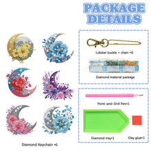 Load image into Gallery viewer, 6Pcs Acrylic Double Sided Moon Flower Diamond Painting Keychain for Bag Decor