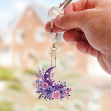 Load image into Gallery viewer, 6Pcs Acrylic Double Sided Moon Flower Diamond Painting Keychain for Bag Decor