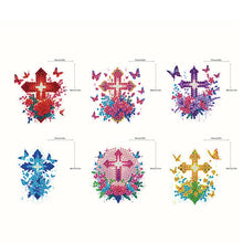 Load image into Gallery viewer, 6Pcs Acrylic Double Sided Cross Flower Diamond Painting Keychain for Bag Decor
