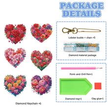 Load image into Gallery viewer, 6Pcs Acrylic Double Sided Flower Diamond Painting Keychain for Bag Decor