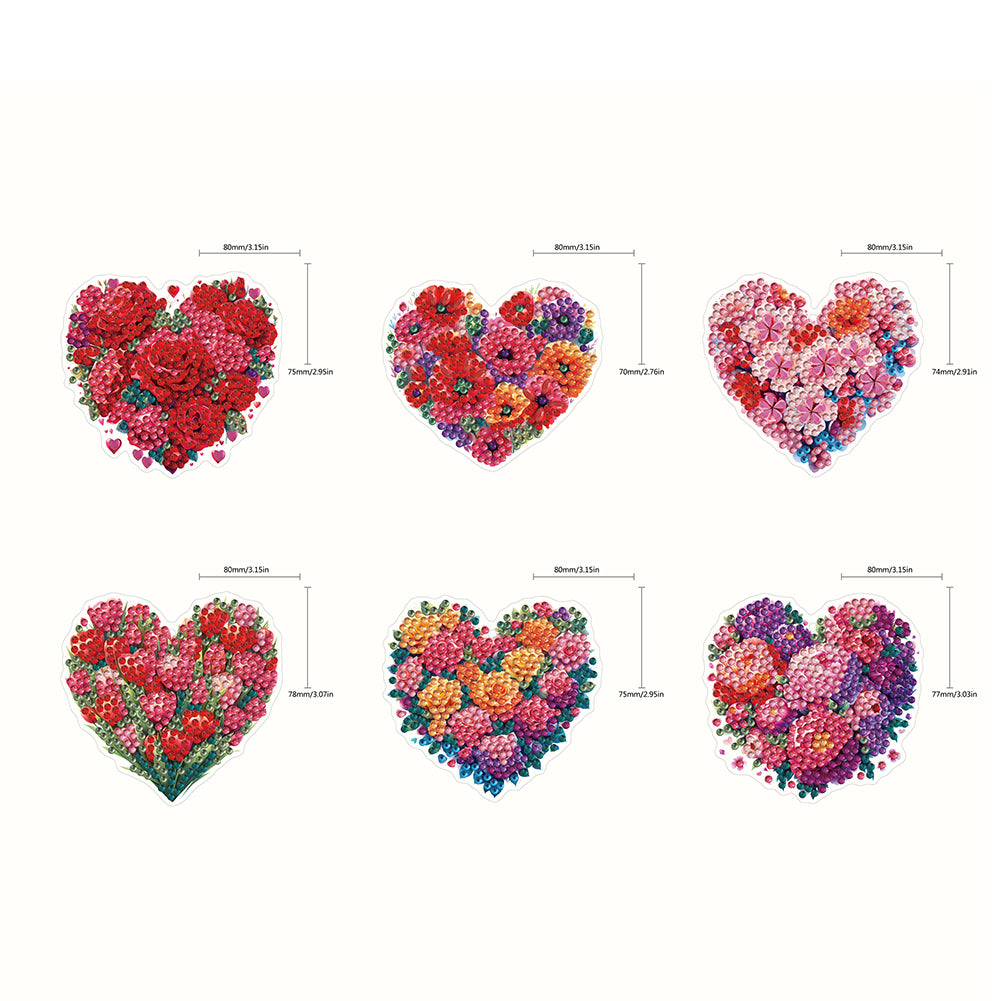 6Pcs Acrylic Double Sided Flower Diamond Painting Keychain for Bag Decor