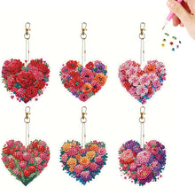 Load image into Gallery viewer, 6Pcs Acrylic Double Sided Flower Diamond Painting Keychain for Bag Decor