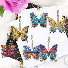 Load image into Gallery viewer, 6Pcs Acrylic Double Sided Butterfly Diamond Painting Keychain for Bag Decor