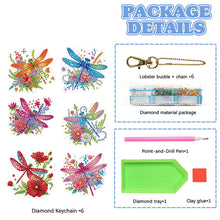 Load image into Gallery viewer, 6Pcs Acrylic Double Sided Dragonfly Diamond Painting Keychain for Bag Decor