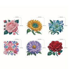 Load image into Gallery viewer, 6Pcs Acrylic Double Sided Flower Diamond Painting Keychain for Bag Decor