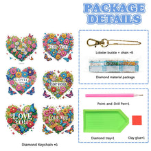 Load image into Gallery viewer, 6Pcs Acrylic Double Sided Heart Diamond Painting Keychain for Bag Decor