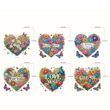 Load image into Gallery viewer, 6Pcs Acrylic Double Sided Heart Diamond Painting Keychain for Bag Decor