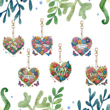 Load image into Gallery viewer, 6Pcs Acrylic Double Sided Heart Diamond Painting Keychain for Bag Decor