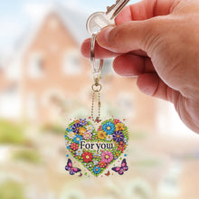 Load image into Gallery viewer, 6Pcs Acrylic Double Sided Heart Diamond Painting Keychain for Bag Decor
