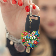Load image into Gallery viewer, 6Pcs Acrylic Double Sided Heart Diamond Painting Keychain for Bag Decor