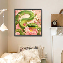 Load image into Gallery viewer, Diamond Painting - Full Round - Green Bamboo Snake Peony Flower (30*30CM)