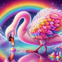 Load image into Gallery viewer, Diamond Painting - Full Round - Crystal rainbow pink swan (30*30CM)