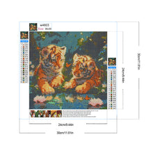 Load image into Gallery viewer, Diamond Painting - Full Round - Little tiger in lotus pond (30*30CM)