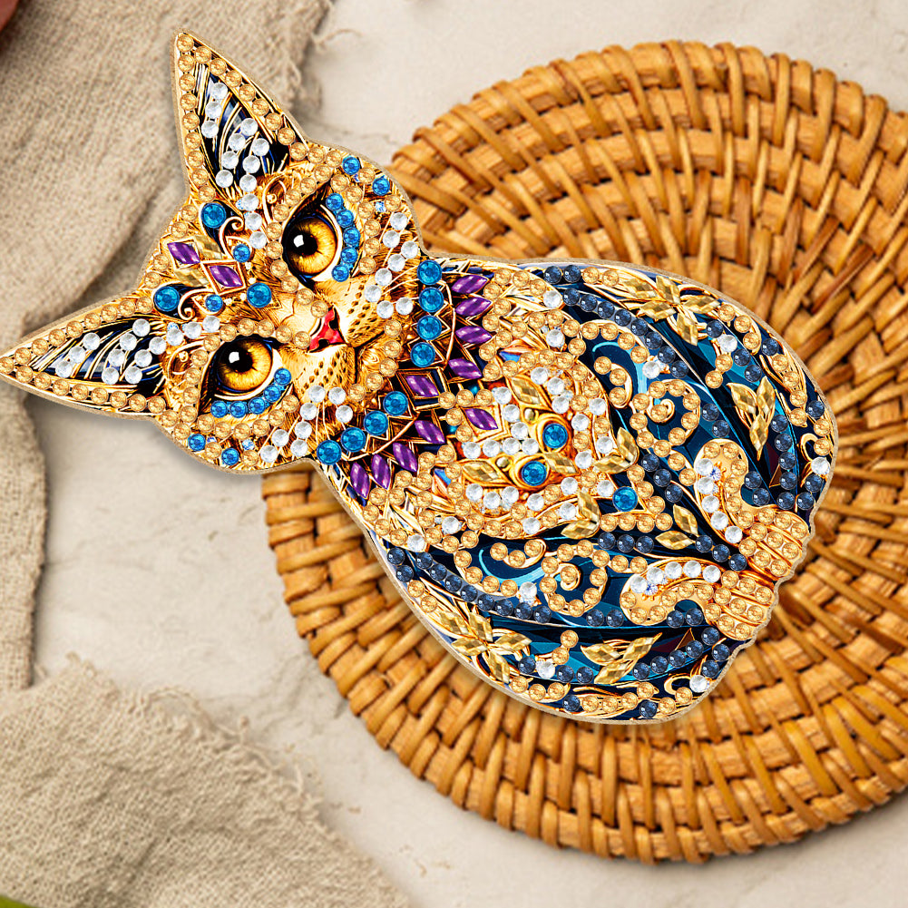 Wooden Cat Diamond Painting Bottle Opener Helper Rhinestones Bottle Opening Tool