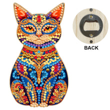 Load image into Gallery viewer, Wooden Cat Diamond Painting Bottle Opener Helper Rhinestones Bottle Opening Tool